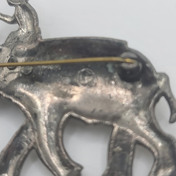 Vintage Elephant‎ Brooch Man Riding Silver Tone - Picture 4 of 9
